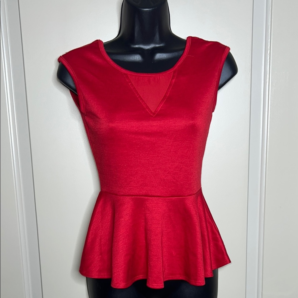 Chic Scarlet Peplum Blouse